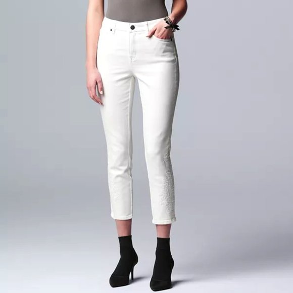 Simply Vera Vera Wang Denim - Size 12 - White Vera Wang High Rise Capris NWT